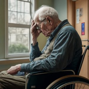 Senior,With,Dementia,,Long,Term,Care,Facility,,Wheelchair,,Photorealistic